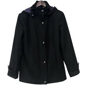 Calvin Klein Black Winter Wool Blend Coat with Removable Hood Women's Size 6